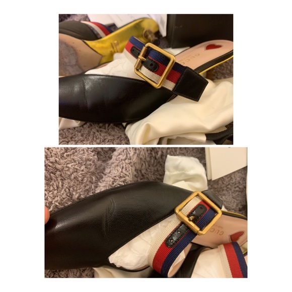 100% authentic $940 GUCCI leather mules Size 5.5 - Picture 2 of 14